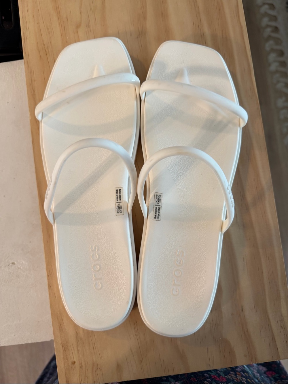 CROCS Women’s White Double-Strap Square-Toe Sandals